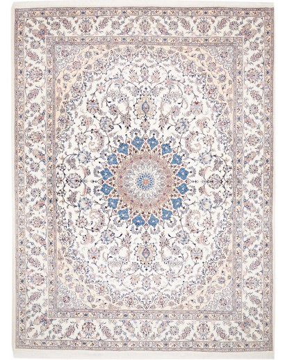 Tappeto Nain Kashmar Persia bianco grigio 297x400