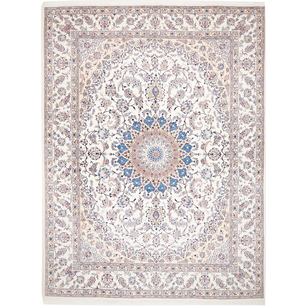 Tappeto Nain Kashmar Persia bianco grigio 297x400