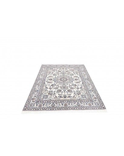 Tappeto Nain Kashmar Persia bianco grigio 145x195