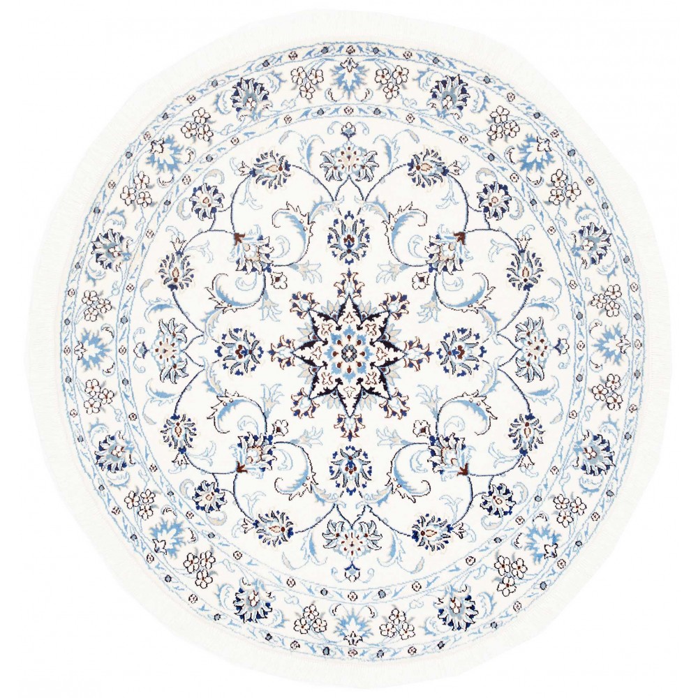 Tappeto Nain Kashmar Persia bianco azzurro 140x142