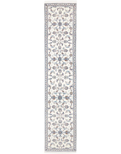 Tappeto Nain Kashmar Persia bianco grigio 77x380