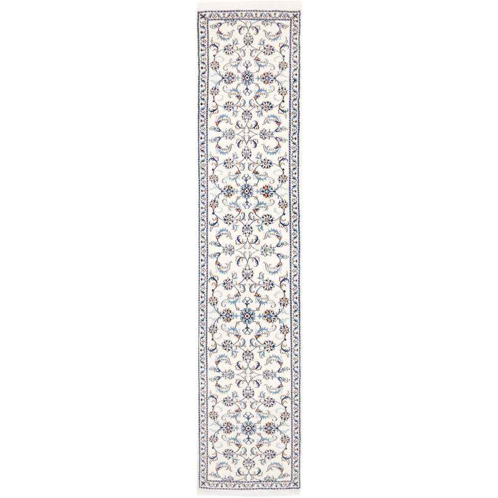 Tappeto Nain Kashmar Persia bianco grigio 77x380