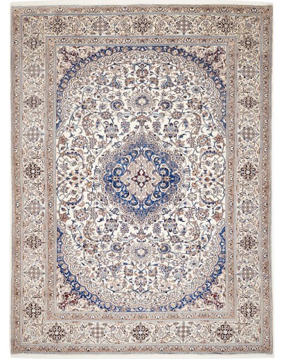 Tappeto Nain Kashmar Persia bianco azzurro 304x398