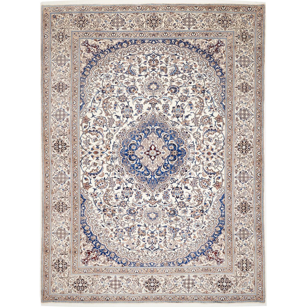 Tappeto Nain Kashmar Persia bianco azzurro 304x398