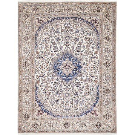 Tappeto Nain Kashmar Persia bianco azzurro 304x398