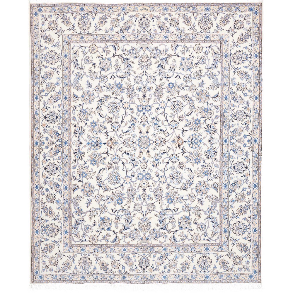 Tappeto Nain Kashmar Persia bianco azzurro 250x302