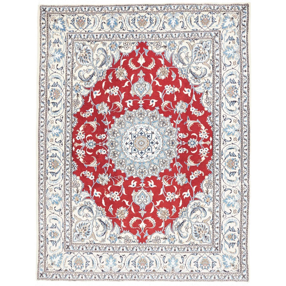Tappeto Nain Kashmar Persia bianco grigio 193x250