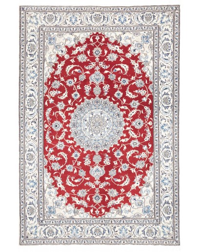 Tappeto Nain Kashmar Persia bianco marrone 198x293