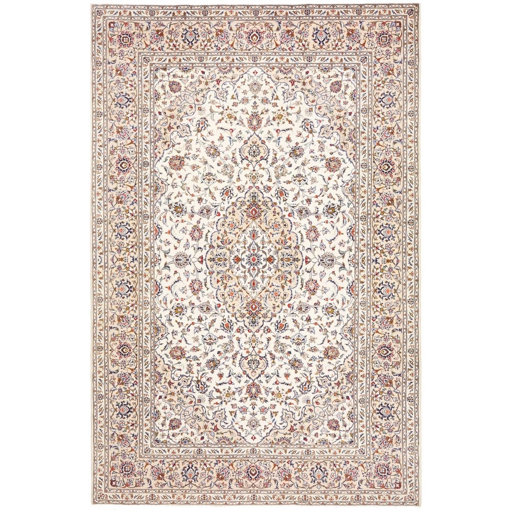 Tappeto Kashan Persia bianco marrone 198x306