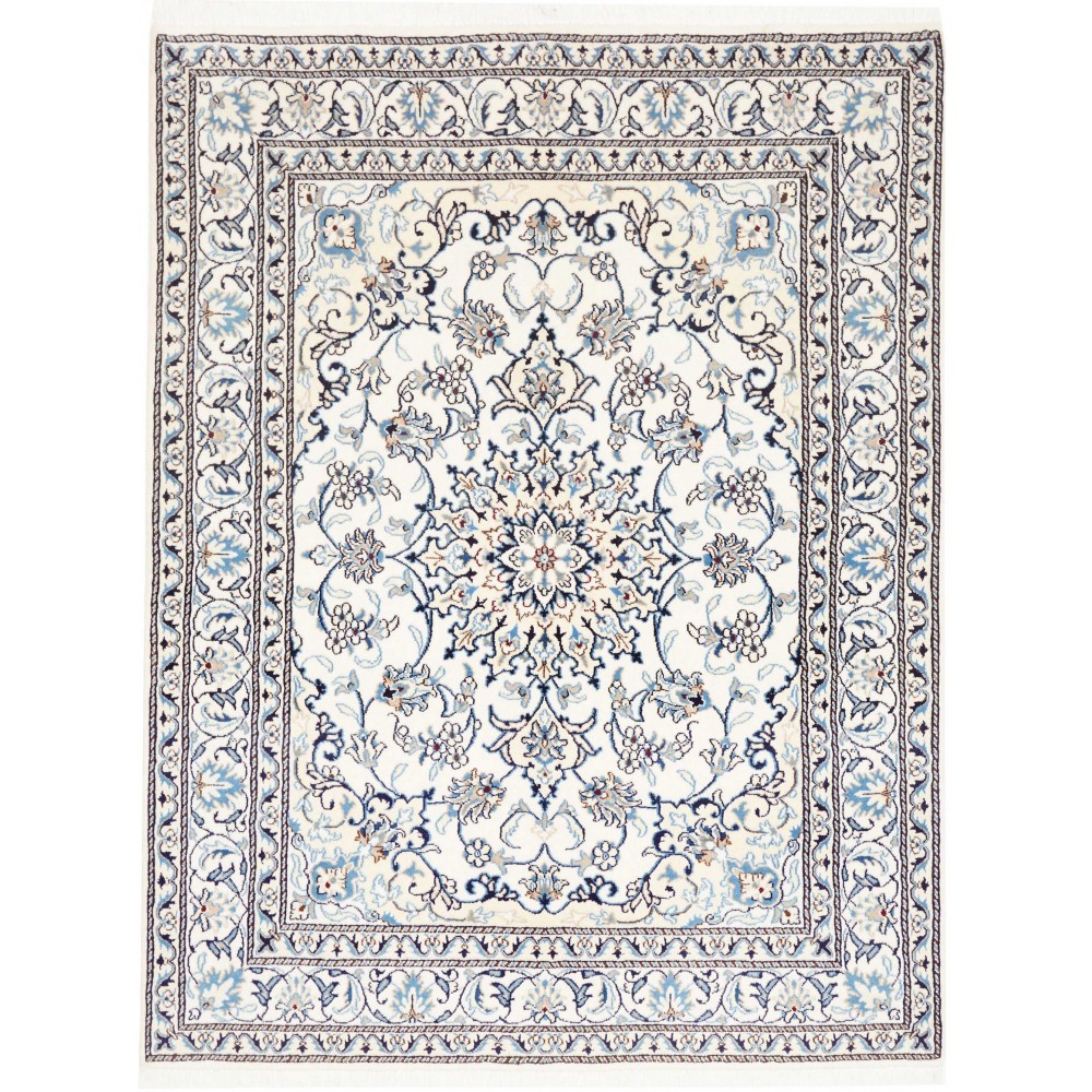 Tappeto Nain Kashmar Persia bianco grigio 150x193