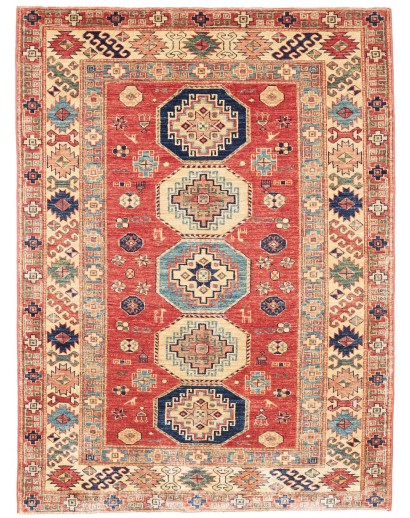 Tappeto Kazak Fine Pakistan marrone grigio 136x189