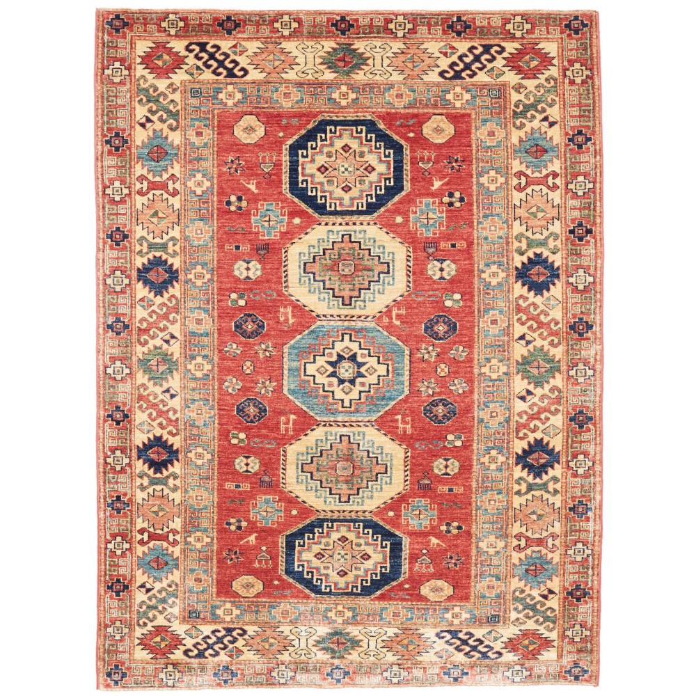 Tappeto Kazak Fine Pakistan marrone grigio 136x189