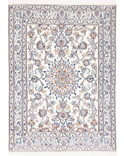 Tappeto Nain Kashmar Persia bianco azzurro 145x198