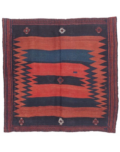 Tappeto Kilim Vintage Persia grigio rosso 134x130