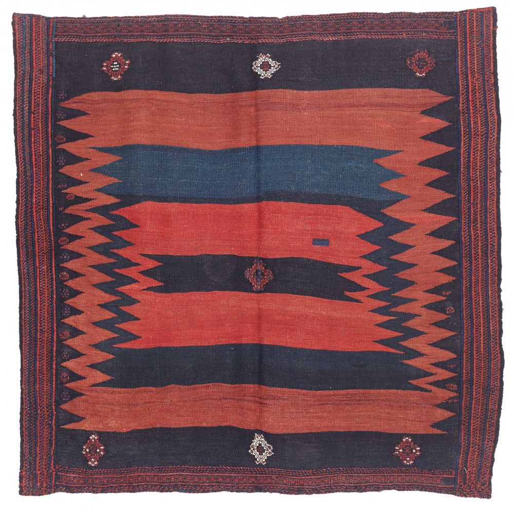 Tappeto Kilim Vintage Persia grigio rosso 134x130