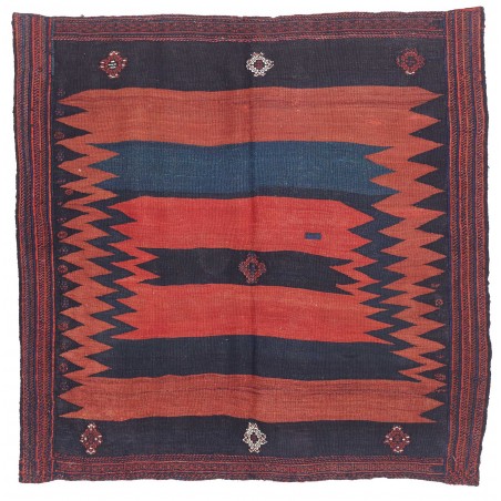 Tappeto Kilim Vintage Persia grigio rosso 134x130