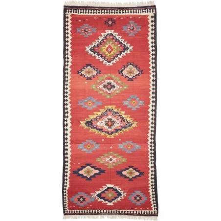 Tappeto Kilim Vintage Persia rosso grigio 200x445