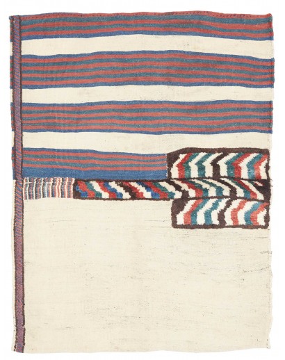 Tappeto Kilim Vintage Persia bianco azzurro 146x74