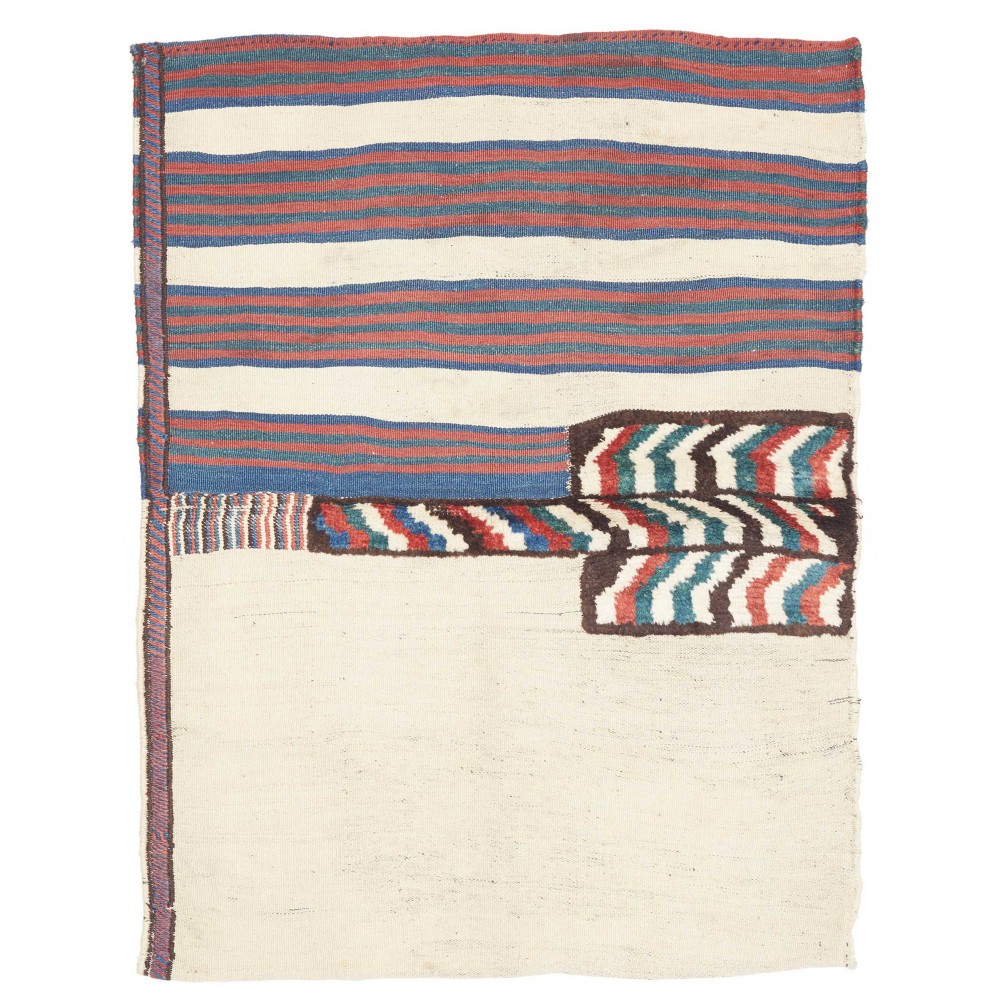 Tappeto Kilim Vintage Persia bianco azzurro 146x74