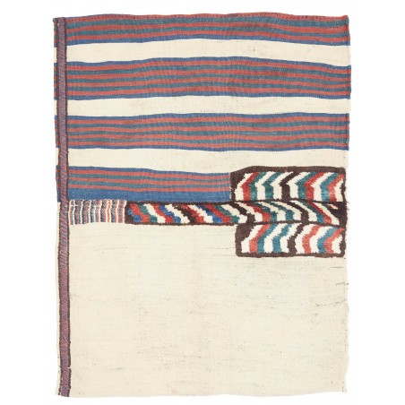 Tappeto Kilim Vintage Persia bianco azzurro 146x74