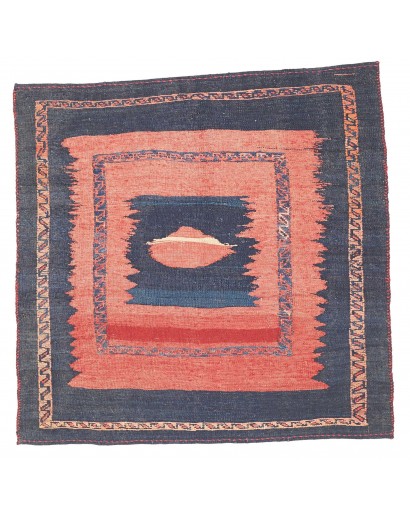 Tappeto Kilim Vintage Persia azzurro arancione 96x95