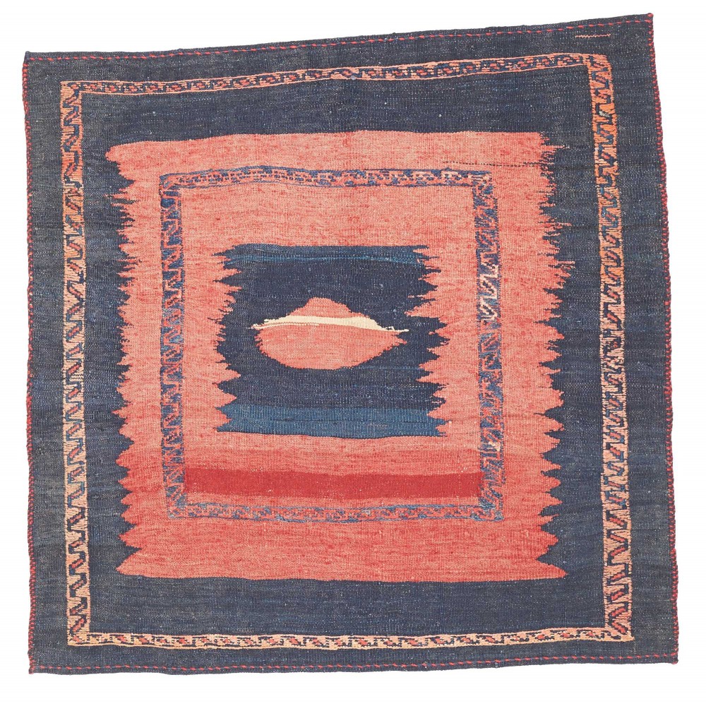 Tappeto Kilim Vintage Persia azzurro arancione 96x95