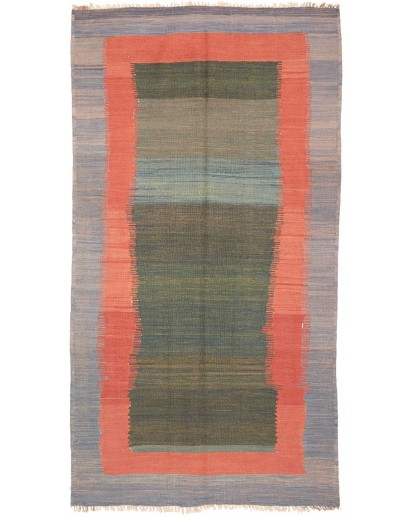 Tappeto Kilim Vintage Persia marrone verde 121x241