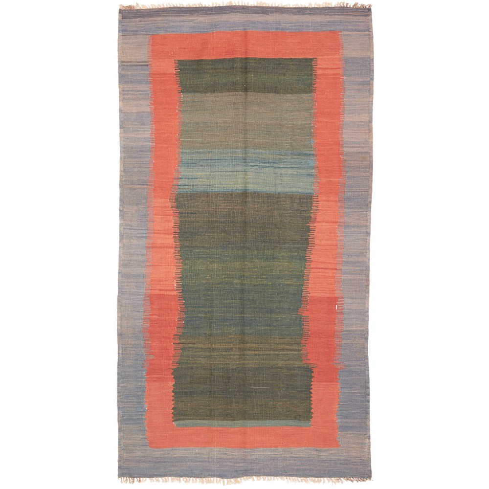 Tappeto Kilim Vintage Persia marrone verde 121x241