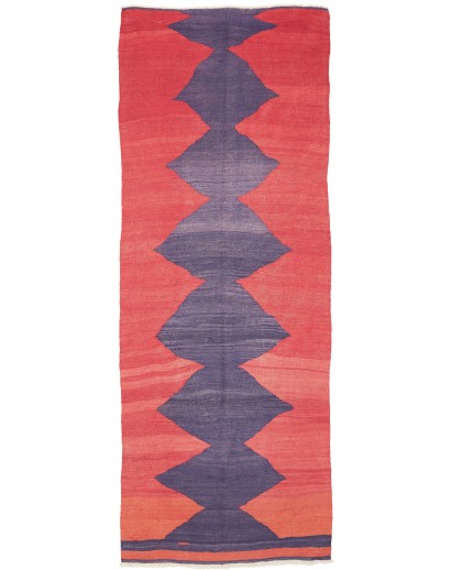 Tappeto Kilim Vintage Persia rosso azzurro 109x301