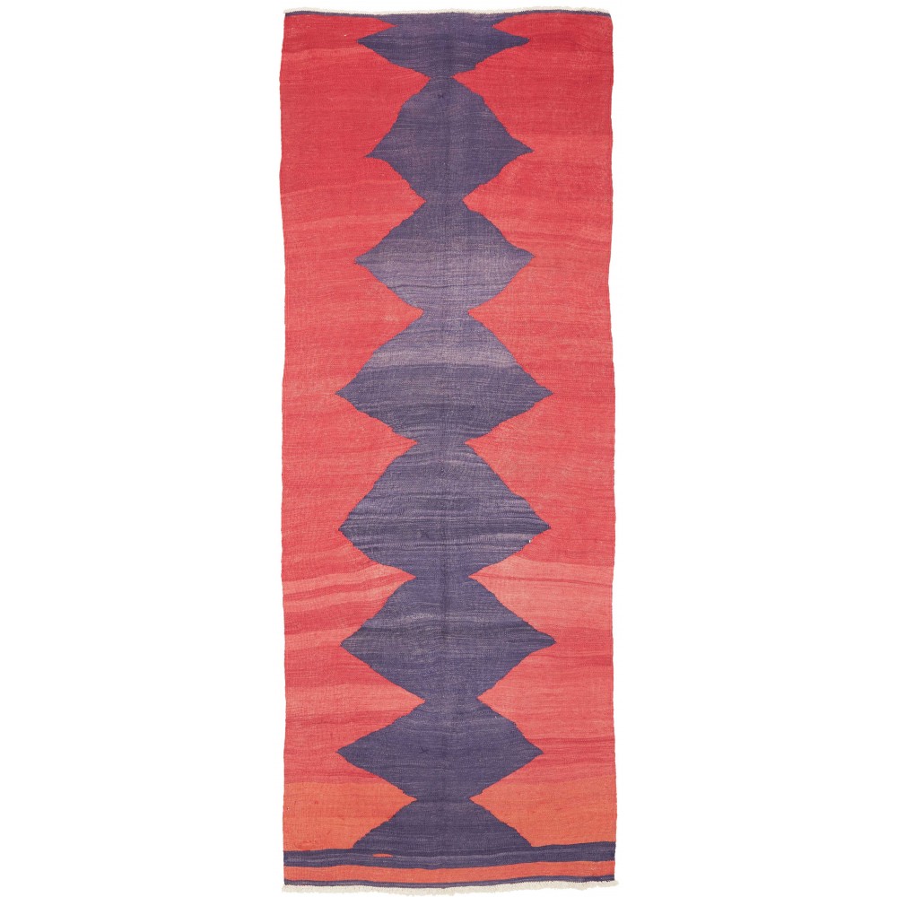 Tappeto Kilim Vintage Persia rosso azzurro 109x301