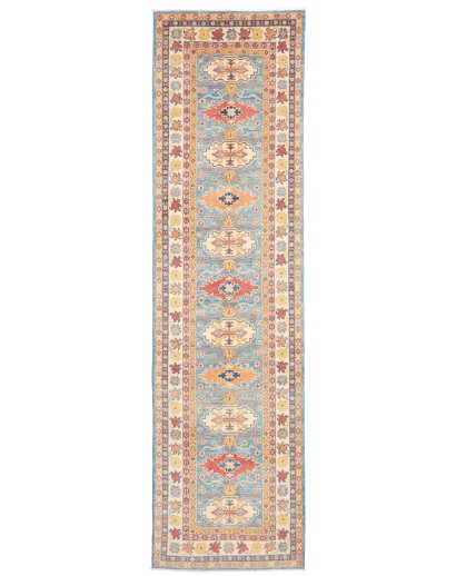 Tappeto Kazak Afghanistan beige azzurro 81x302