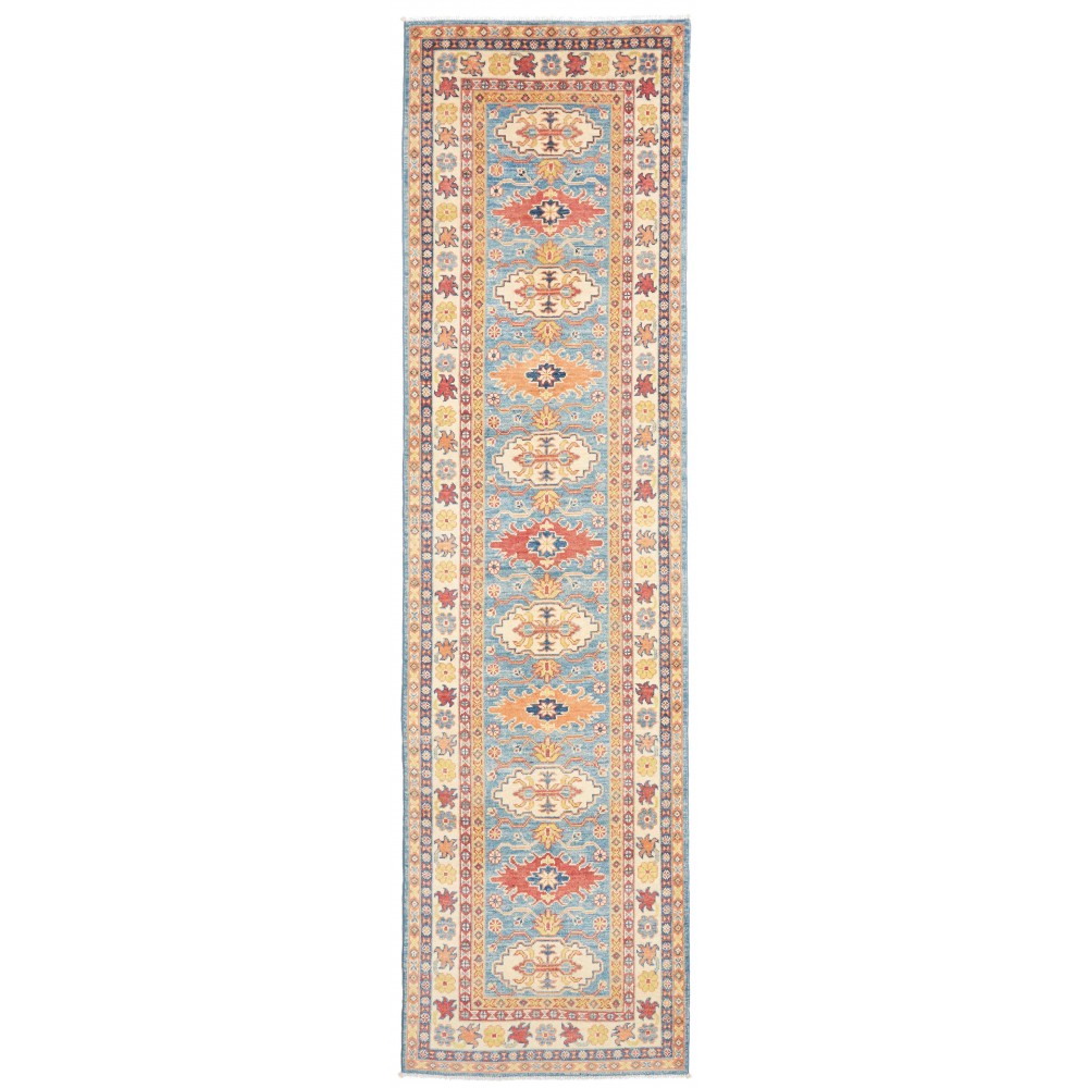 Tappeto Kazak Afghanistan beige azzurro 81x302