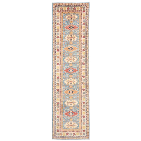 Tappeto Kazak Afghanistan beige azzurro 81x302