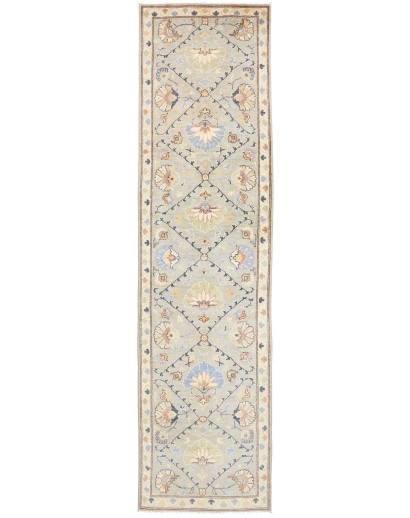 Tappeto Kazak Afghanistan bianco azzurro 77x302