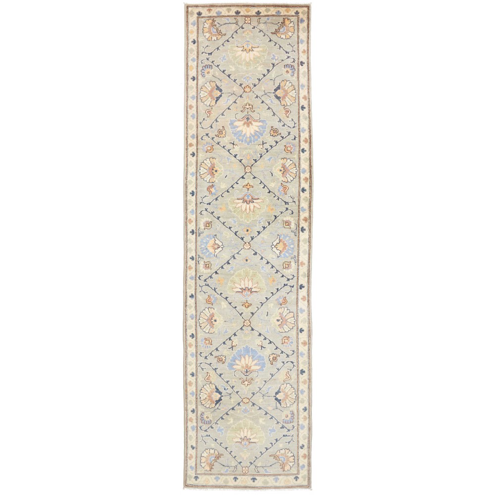 Tappeto Kazak Afghanistan bianco azzurro 77x302