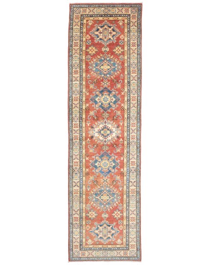 Tappeto Kazak Afghanistan marrone azzurro 80x297