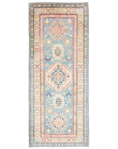 Tappeto Kazak Afghanistan bianco azzurro 82x200