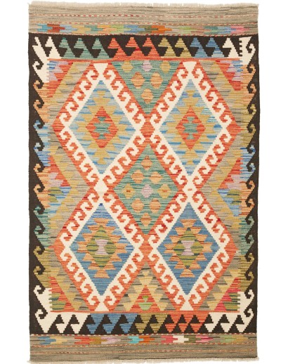 Tappeto Kilim Afghanistan marrone grigio 103x158