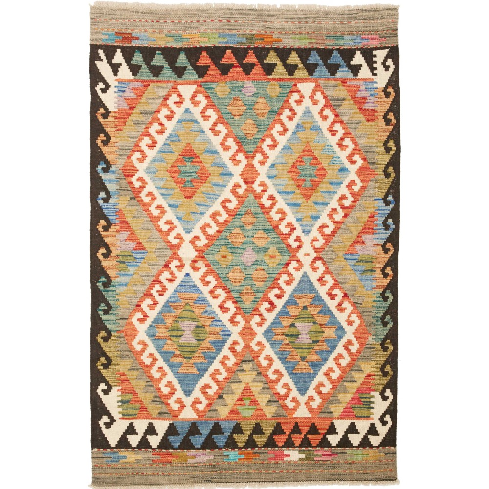 Tappeto Kilim Afghanistan marrone grigio 103x158