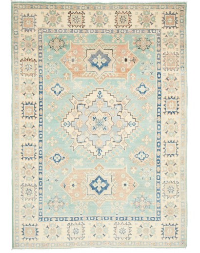 Tappeto Kazak Afghanistan bianco grigio 147x206