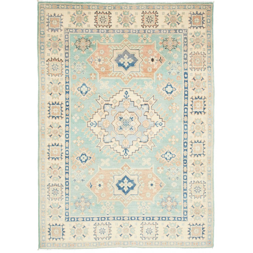 Tappeto Kazak Afghanistan bianco grigio 147x206