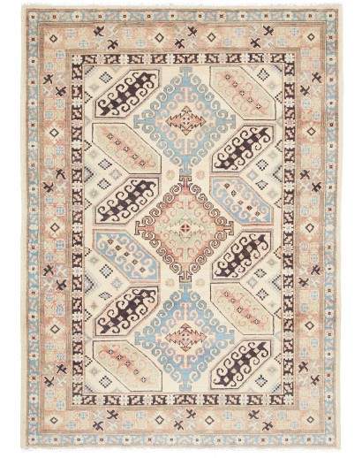 Tappeto Kazak Afghanistan bianco giallo 124x173