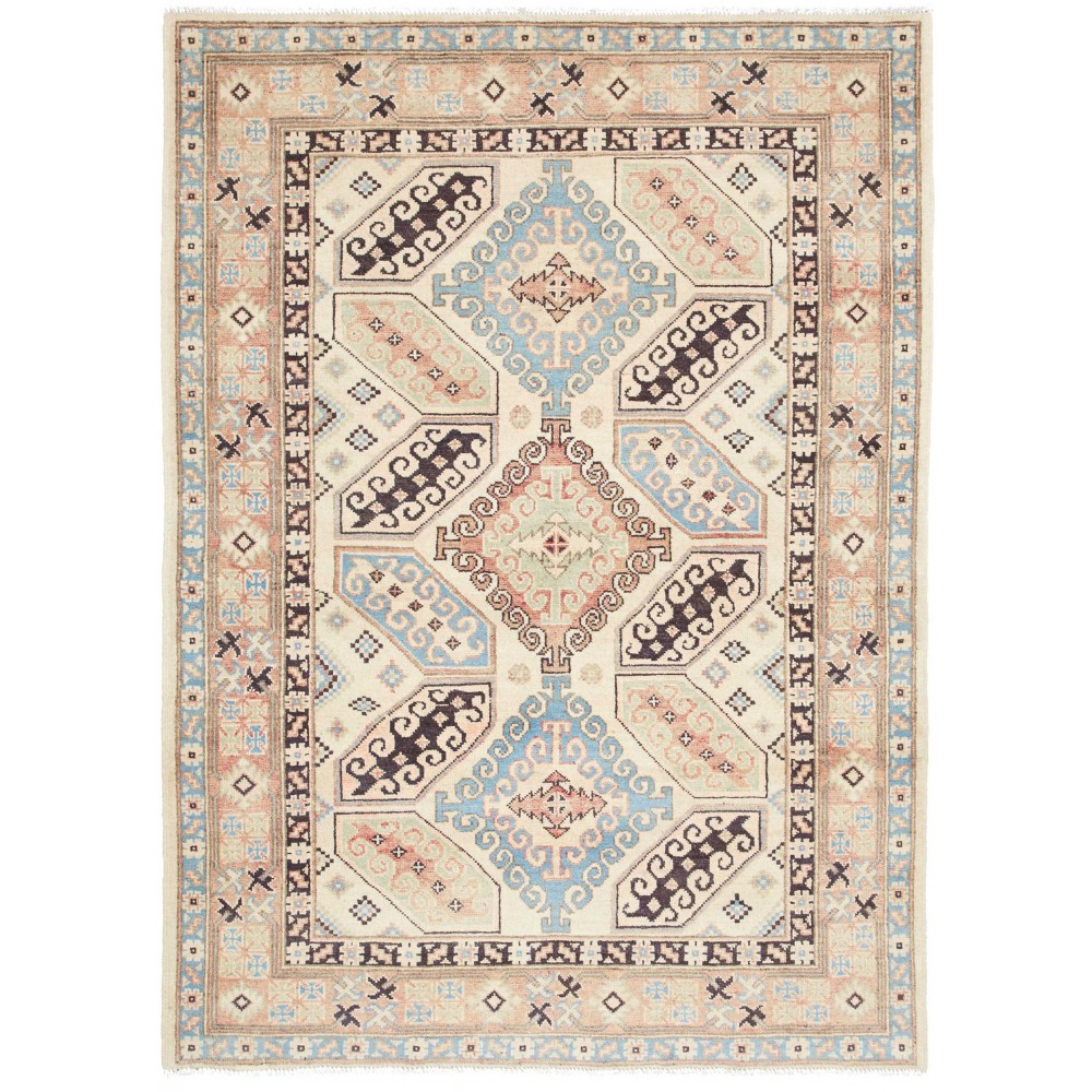 Tappeto Kazak Afghanistan bianco giallo 124x173