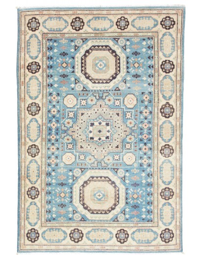Tappeto Kazak Afghanistan beige azzurro 122x178