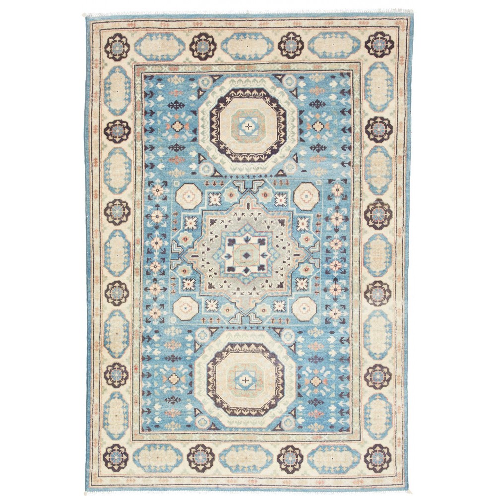 Tappeto Kazak Afghanistan beige azzurro 122x178