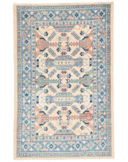 Tappeto Kazak Afghanistan beige azzurro 80x126