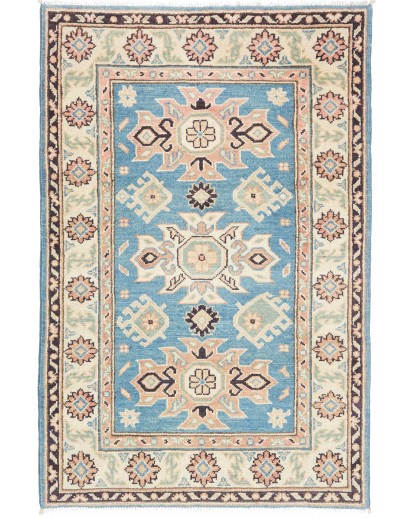 Tappeto Kazak Afghanistan beige azzurro 84x130