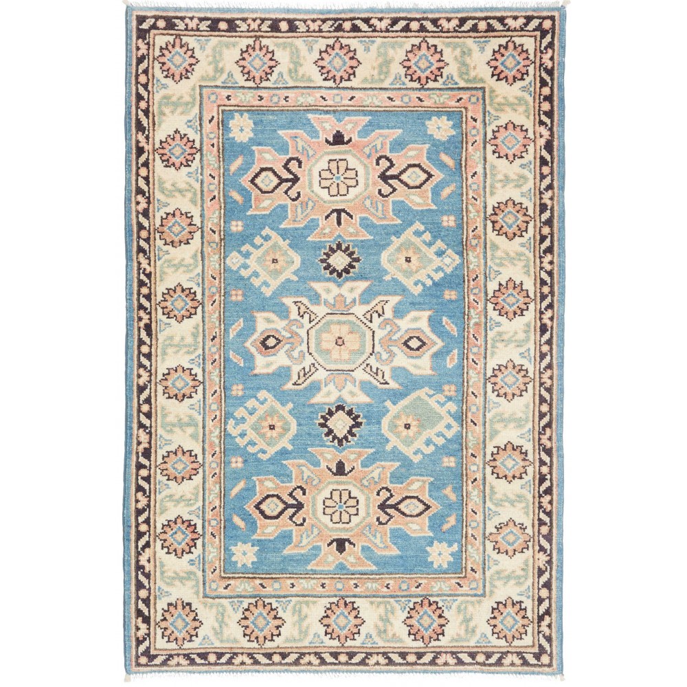 Tappeto Kazak Afghanistan beige azzurro 84x130