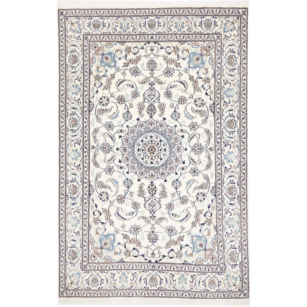 Tappeto Nain Kashmar Persia bianco grigio 187x291