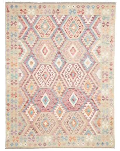 Tappeto Kilim Afghanistan bianco marrone 183x245